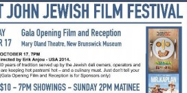 Second Annual Saint John Jewish Film Festival Starts Tomorrow