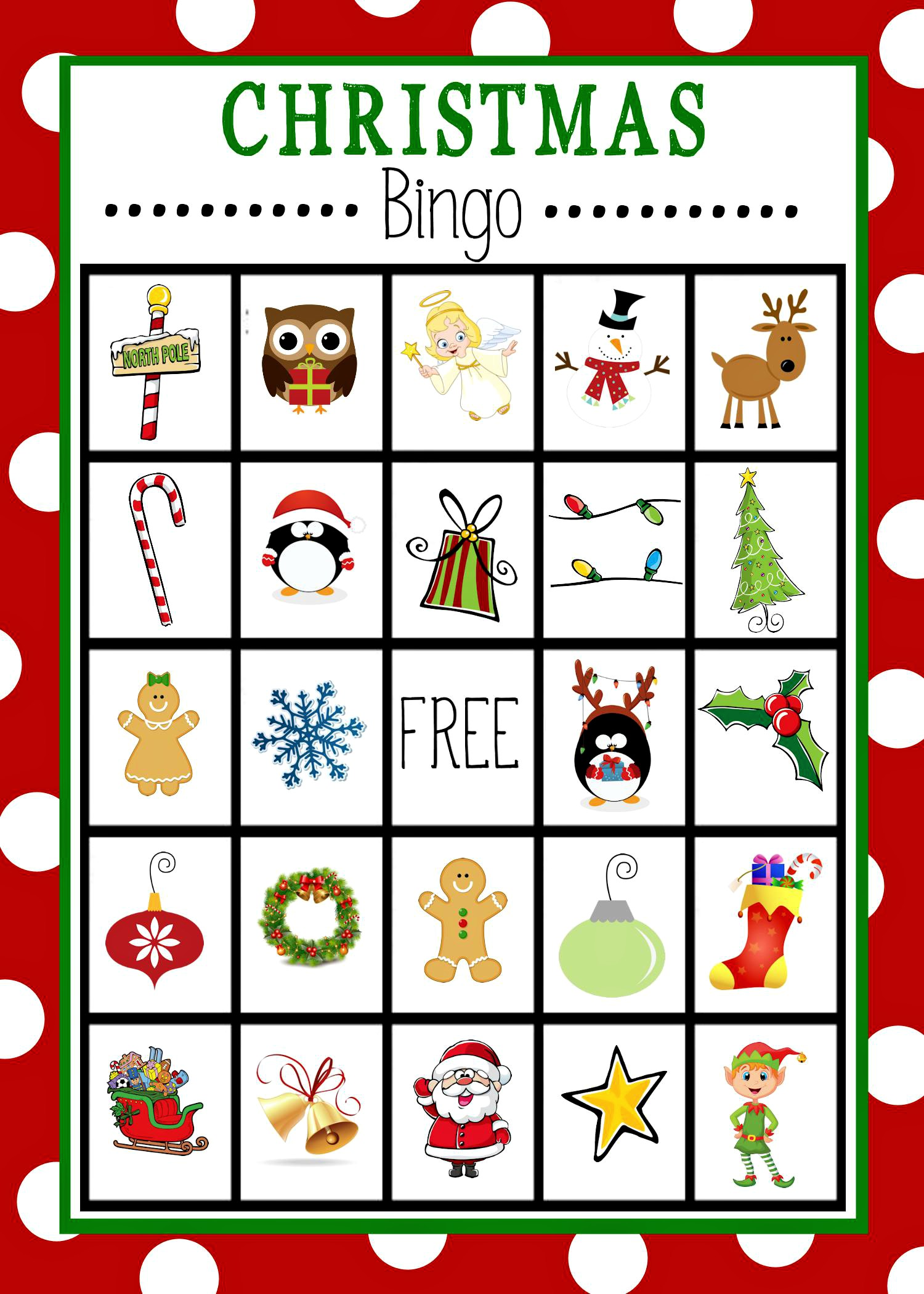 Free Printable Christmas Picture Bingo Cards For Large Groups