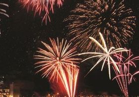 New Years harbour lights and fireworks